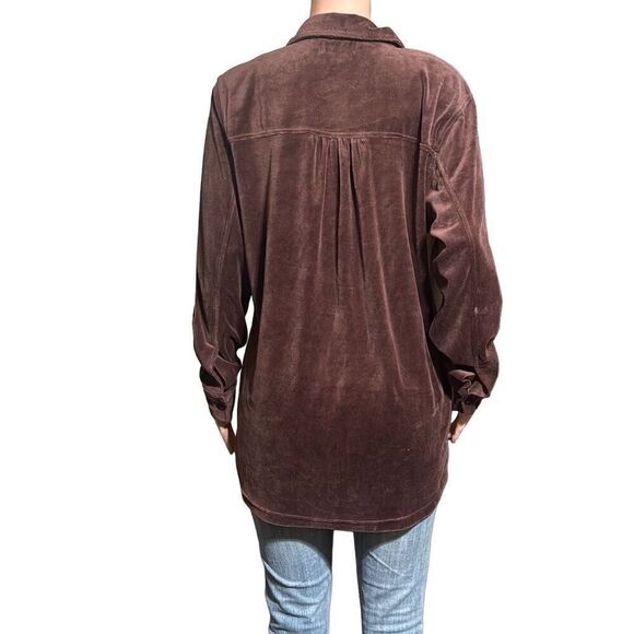 Pulp long sleeve button down velour coffee bean chest pocket shirt L - Picture 4 of 7